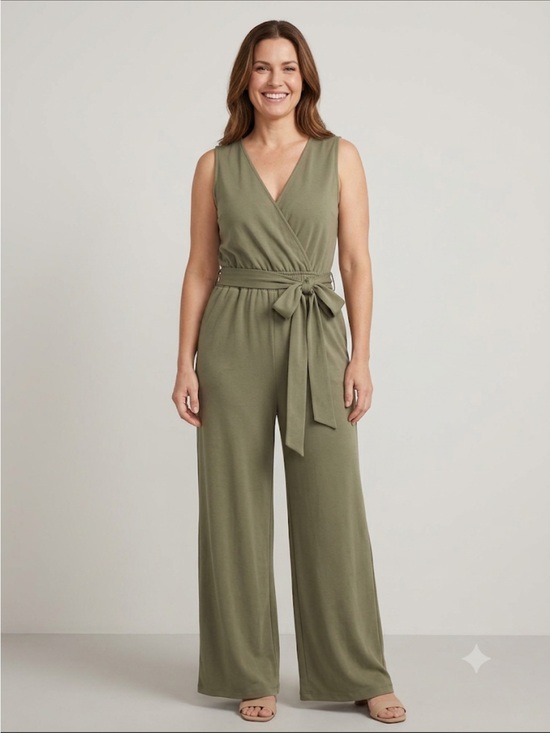 The Drop Pants - The Drop Carolyn Mirand Sleeveless Wrap Jumpsuit with Tie Waist. Size Large NWT